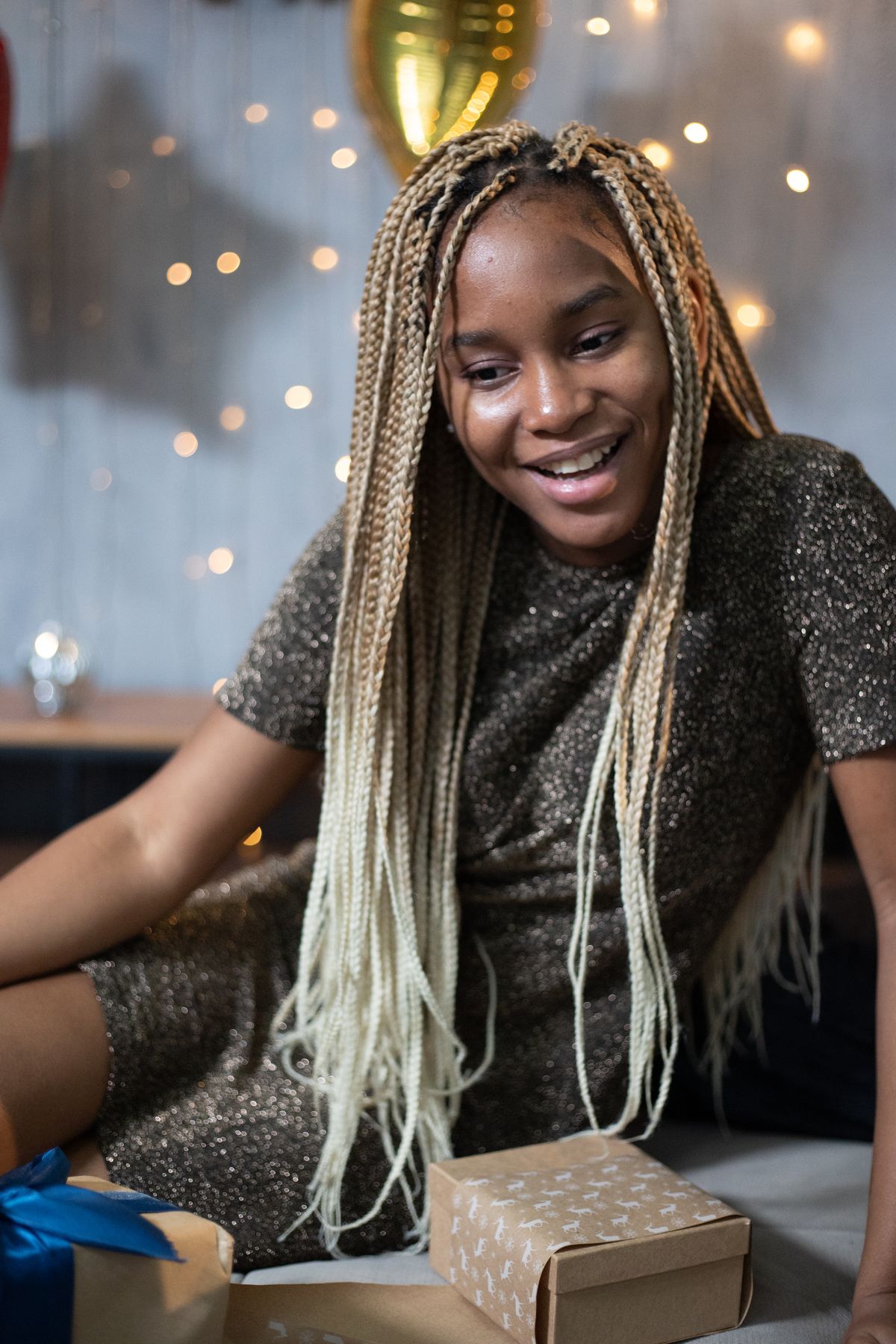 Blonde braids styling