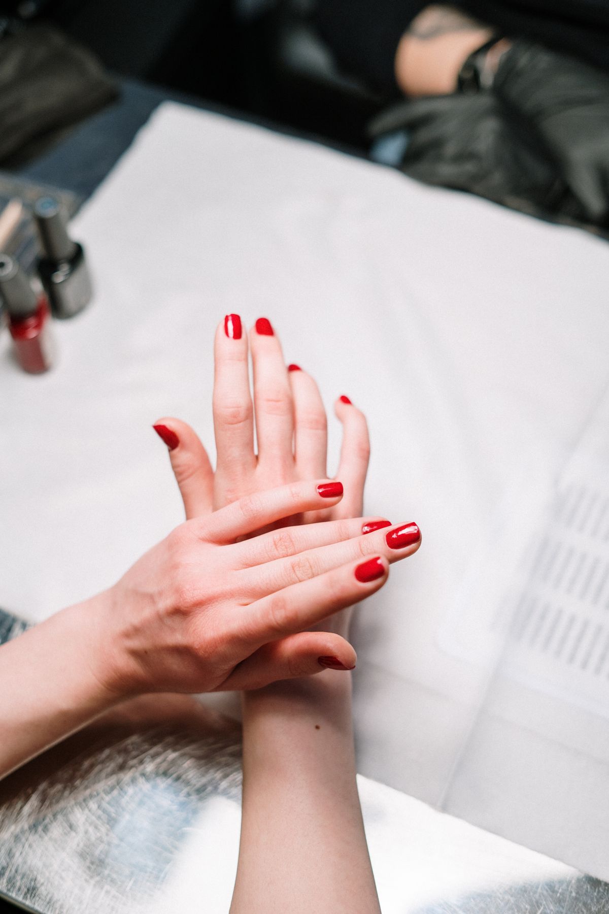 Classic red manicure